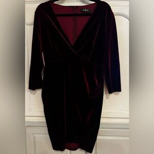 Lulu's Deep Burgundy Velvet Long Sleeve Dress
